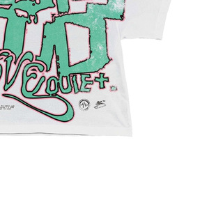 Regular Fit Men's <b>White</b> T-<b>Shirt</b> Green Pink Graffiti Print Front Logo Formal <b>Short</b> <b>Sleeve</b> 100% Cotton Silk Screen Printed - Product Image 2