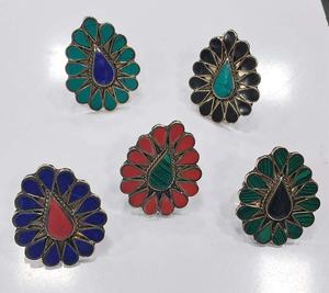 Anillos de Latón con Cuentas de Piedra GC-RG-349, Talla Ajustable para Niñas, Regalo de San Valentín, Exportación Mundial desde India - Product Image 1