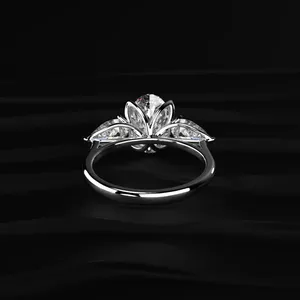 Oval Cut Diamond Trilogy <b>Ring</b> With Pear Cut Side Stone With IGI Certified VVS-VS Clarity Buy Direct From <b>Indian</b> Trusted Supplier - Product Image 4