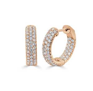 Double Sided Pave Round Lab Grown Diamond <b>Huggie</b> Hoop Earring Wholesale 14k 18k <b>Gold</b> Large 19mm Hinged Classic Pair Manufacturer - Product Image 3