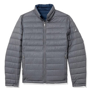 Chaqueta acolchada negra para hombre, chaqueta cortavientos con cuello alto, ropa exterior informal de poliéster, chaqueta acolchada de corte regular. - Product Image 1