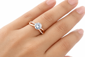 Bague de fiançailles en diamant, argent sterling 925, faite à la main, pour anniversaire de mariage, or rose - Product Image 3