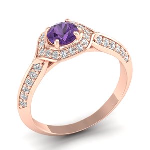 REYES Best Selling Classic Design 14K Solid Gold Moissanite Engagement Solitaire Rings For Women Amethyst Gemstone Jewelry - Product Image 2