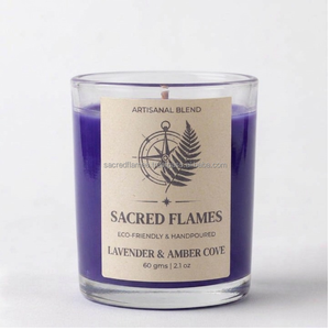 Premium Lavender & Amber Cove Scented Purple Glass Tumbler <b>Candle</b> <b>Small</b> Votive <b>Candle</b> Home Fragrance Exporter - Product Image 4