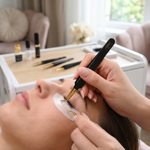Pince à cils en acier inoxydable avec logo personnalisé, pointe en fibre, pour volume, fine, 45/90 degrés, outils d'extension de cils - Product Image 5