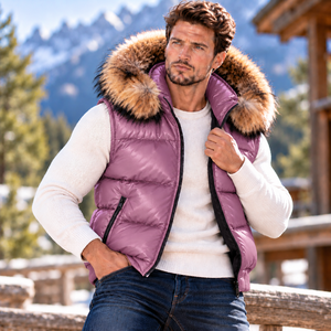 <b>Men's</b> Autumn Genuine Leather Breathable Oversized Hooded <b>Vest</b> | Windproof Chaleco De Lujo for <b>Men</b> - Product Image 1