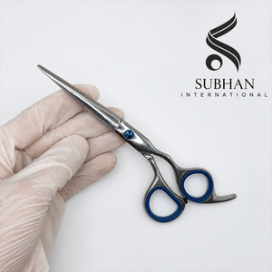 Ciseaux de barbier professionnels de haute qualité pour une coupe de cheveux fluide, ciseaux de coiffeur haut de gamme avec design de poignée bleue - Product Image 6