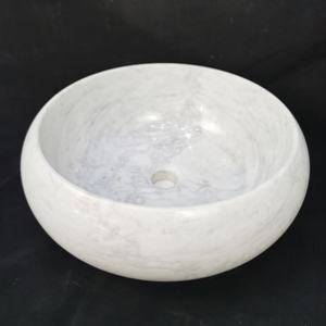 Lavabo de salle de bain rond en marbre naturel élégant et haut de gamme, écologique, durable, style luxueux avec finition polie pour usage domestique - Product Image 1