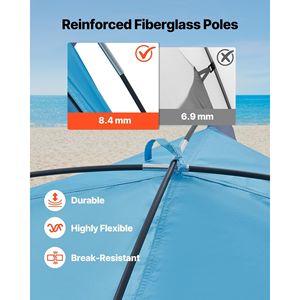 Carpa de Playa Portátil Ligera, con Protección Solar UPF 50+, con Bolsillos para Arena, para 4 Personas - Product Image 5