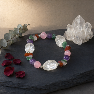 Bracelet de guérison artisanal en pierres précieuses sculptées, perles de pierres mélangées, cadeau souvenir d'affaires, d'amour, de Noël, d'Halloween - Product Image 3