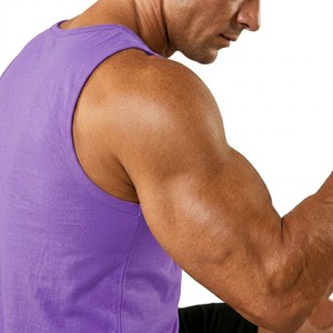 Camiseta sin mangas morada para hombre, chaleco de gimnasio de alto rendimiento, de secado rápido, para fitness, elástica, ropa deportiva, OEM personalizado - Product Image 4