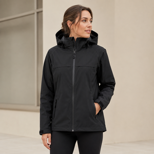 Veste imperméable unisexe à capuche et col en V pour homme, coupe-vent en nylon avec fermeture éclair, idéale pour l'extérieur et la moto, personnalisable avec logo, vente en gros - Product Image 4