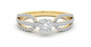 Anillo de Diamantes Redondos para Mujer, Diamantes Naturales y Cultivados en Laboratorio - Product Image 1