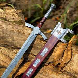 High Quality Professional Handmade Premium Damascus <b>Steel</b> Viking Sword Outdoor Camping Survival Hunting Swords With Sheath - Product Image 2