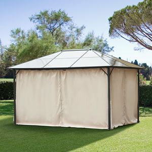 Set di Pareti Laterali Universali per Gazebo 3x4 Metri Beige con 4 Pannelli e 48 Ganci/Anelli a C per Pergole e Cabane da Giardino - Product Image 2