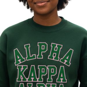 Sweat-shirt à col rond en molleton de coton avec motif graphique Ivy League vert, pull à manches longues, style universitaire décontracté, haut tendance pour femme - Product Image 5