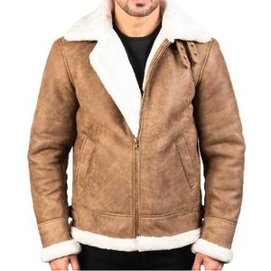 Chaqueta de cuero marrón premium para hombre, de gamuza suave, cuero auténtico, con cierre de cremallera, cuello de banda y diseño elegante, estilo motero. - Product Image 1