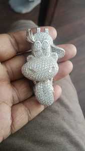 Colgante de plata de ley 925 con diamante moissanita, joyería hip hop, colgante de diamante - Product Image 3