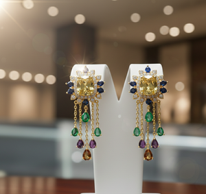 Pendientes de Piedra Verde Amarilla, Plata de Ley 925, Chapados en Oro de 18K, Hechos a Mano, Joyería Elegante, Regalo para Ella - Product Image 3