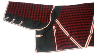 Tapis de cheval en laine mérinos de haute qualité 750 GSM tapis d'hiver doublés de satin avec crinière L Cross Surcingle - Product Image 3