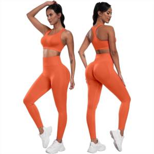 Wholesale Price 3 Piece Yoga Set Racerback Crop Top High Waist <b>Leggings</b> <b>Shorts</b> Seamless Breathable Activewear For Women - Product Image 4