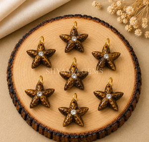 Colgante de Piedra Preciosa de Ojo de Tigre Tallado en Forma de Estrella de Mar de 15 mm para la Fabricación de Joyería Bohemia, Accesorios Náuticos, Proveedor Mayorista - Product Image 2
