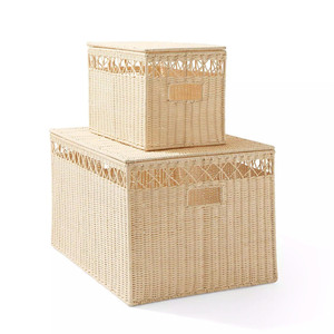 Handcrafted Rattan <b>Laundry</b> Basket With Lid Woven Hamper Basket Decorative <b>Storage</b> Bin Perfect For Bedroom <b>Organization</b> - Product Image 6
