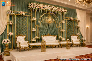 Victorian Style Wedding Stage Golden Metal <b>Arch</b> <b>Frame</b> Luxury Modern Design New Arrival Customizable Size Color Wedding Events - Product Image 6