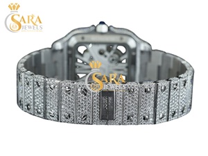 Montre mécanique en verre personnalisée ICed Hip Hop 41mm bracelet en acier inoxydable antique avec diamant Moissanite mode luxueuse avec chiffres arabes - Product Image 3