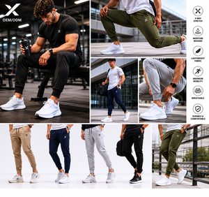 Pantalon de jogging athlétique et fuselé noir en molleton pour homme X Sports City avec logo personnalisé, design minimaliste, respirant, coupe régulière, idéal pour l'automne - Product Image 5