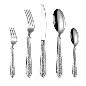 <b>Retro</b> Stainless Steel Flatware Set With Orange Checkered Handle Dishwasher Safe For Party Dining Table Cutlery Sets - Product Image 5