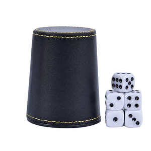 Copa para Dados de Cuero Sintético Negro con Hilo Rojo Cosido a Mano, Agitador Profesional para Dados y Logotipo Personalizado Promocional - Product Image 1