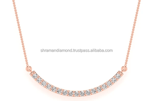 SHRAMAN DIAMOND Colgante de Moda para Mujer con Barra Curva Personalizada, Diamante Cultivado en Laboratorio de Corte Brillante, Chapado en Oro sobre Plata 925 - Product Image 5