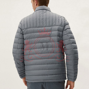 Veste matelassée grise pour homme, col montant, fermeture éclair, coupe-vent, rembourrage en polyester, style décontracté, pour l'automne, longueur standard - Product Image 4
