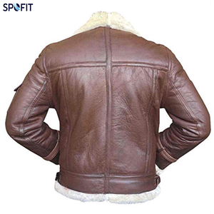 Custom <b>Men's</b> <b>Shearling</b> Leather <b>Jacket</b> Winter Warm Fur Lined Aviator Biker <b>Jacket</b> Genuine Leather Outerwear OEM Private Label <b>Man</b> - Product Image 4