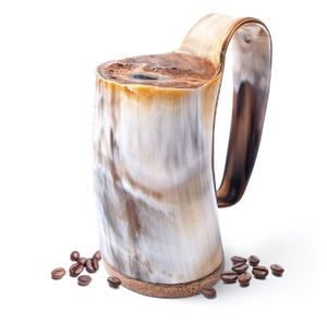 Mug en corne naturelle de qualité supérieure, style Viking, pour café, hydromel, fêtes médiévales et bar à domicile, objet décoratif - Product Image 2