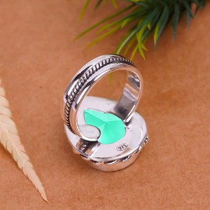 Anillo de plata con apatita verde en forma de pera, plata de ley 925, joyería hecha a mano, regalo para mujer - Product Image 2