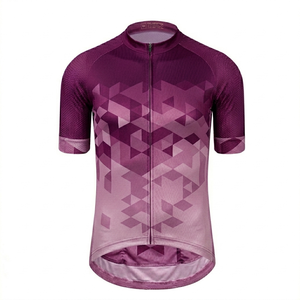 Blue Geometric Pattern Custom Men's <b>Cycling</b> Jersey Short Sleeve Digital Print Breathable Polyester Sportswear - Product Image 3