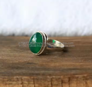 Anillo de diseñador bohemio de Plata de Ley 925 de alta calidad, hermoso anillo de regalo de aniversario hecho a mano con piedras preciosas de ónix verde - Product Image 5