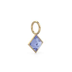 Pendentif Breloque en Or Jaune Massif 14 carats avec Tanzanite 5mm, Monture pour Bijoux / Pierre de Naissance de Décembre / Pierre Précieuse Bleue Taille Princesse - Product Image 6