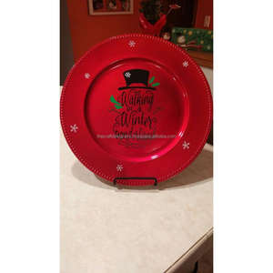 Grand présentoir en métal pour plat de service Assiette de présentation Les hommes sages le recherchent encore Assiette de présentation des aliments en émail rouge pour vacances 12" - Product Image 5