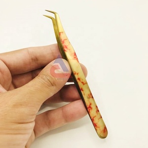 Pinzas profesionales para extensión de pestañas de acero sostenible de alta calidad, papel de mármol transparente recubierto, logotipo personalizado puntiagudo - Product Image 2