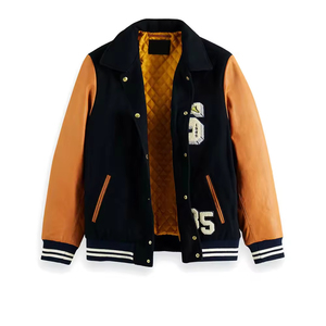 Wholesale Customized Wool Leather High Street Winter Varsity <b>Jacket</b> for Men & Women Blank Front Logo Windproof - Product Image 4
