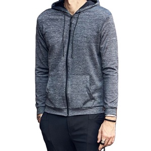Sweat-shirt à capuche zippé noir pour homme, manches raglan, coupe classique, style décontracté, tissu polaire polyester/coton, séchage rapide, respirant - Product Image 2