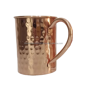 Mug en cuivre martelé de qualité supérieure avec poignée et finition polie, idéal pour la boisson et l'utilisation en cuisine, anti-fuite. - Product Image 2