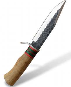 Couteau utilitaire à lame fixe en acier à haute teneur en carbone forgé à la main, pointe tombante, manche en bois personnalisé DIY OEM, entretoise segmentée, EDC - Product Image 6