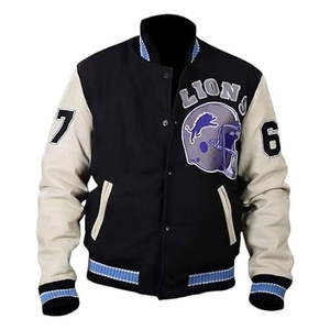 Veste universitaire pour hommes Lions Baseball en laine, veste universitaire pour hommes, bleu, streetwear décontracté, veste tendance, mélange de coton confortable - Product Image 1