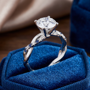14K Gold Brilliant Cut Lab Grown Diamond Filled Engagement <b>Ring</b> Lab Grown Diamond Side Stones Trendy Women's IGI Certified - Product Image 3