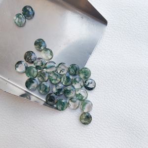 Fabrication de bijoux AAA ++ qualité naturelle mousse Agate plat rond à facettes 8mm pierres précieuses en vrac pour bijoux de mode - Product Image 1