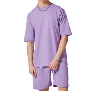 Ensemble d'été 2026 pour homme, 2 pièces, T-shirt et short personnalisables avec logo, grandes tailles, 100 % coton, ensembles de sport de qualité supérieure - Product Image 1